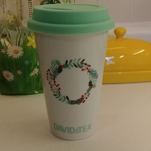 🎉2/$16 NEW Davids Tea Ceramic Reusable To Go Cup with Lid